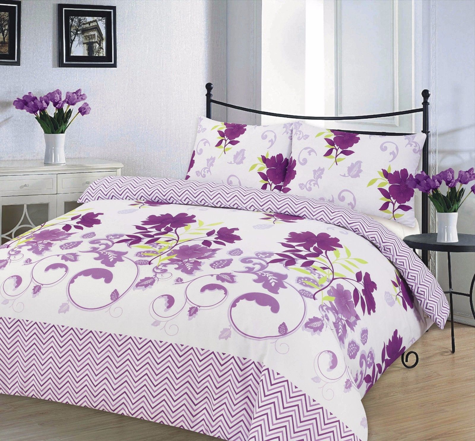 Bethany Floral Duvet Set With Pillow Cases Printed Bedding De Lavish