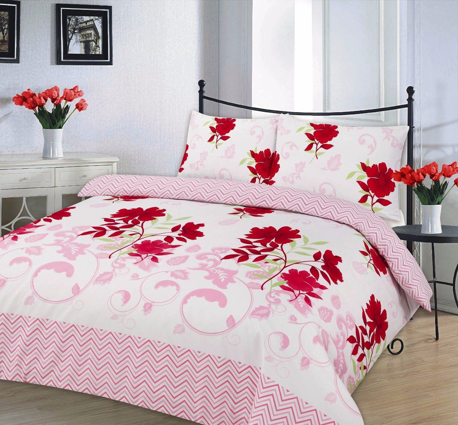 Bethany Floral Duvet Set With Pillow Cases Printed Bedding De Lavish