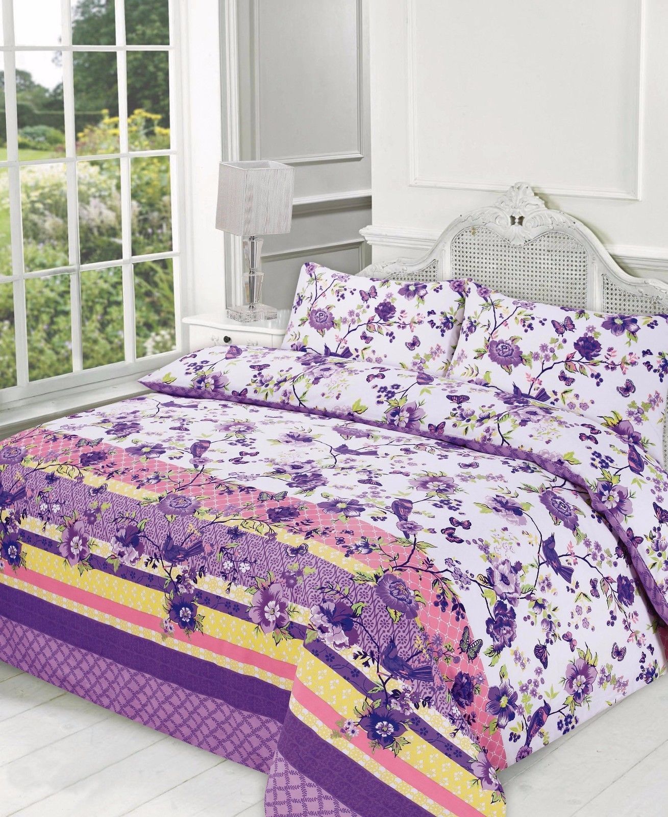 Floral Blossom Duvet Cover Set With Pillow Cases Printed De Lavish