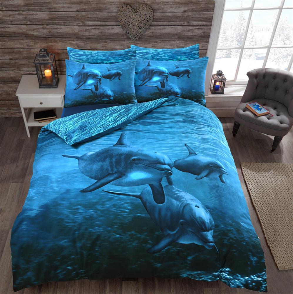 Dolphin Duvet Cover Set With Pillow Cases Animal Printed De Lavish