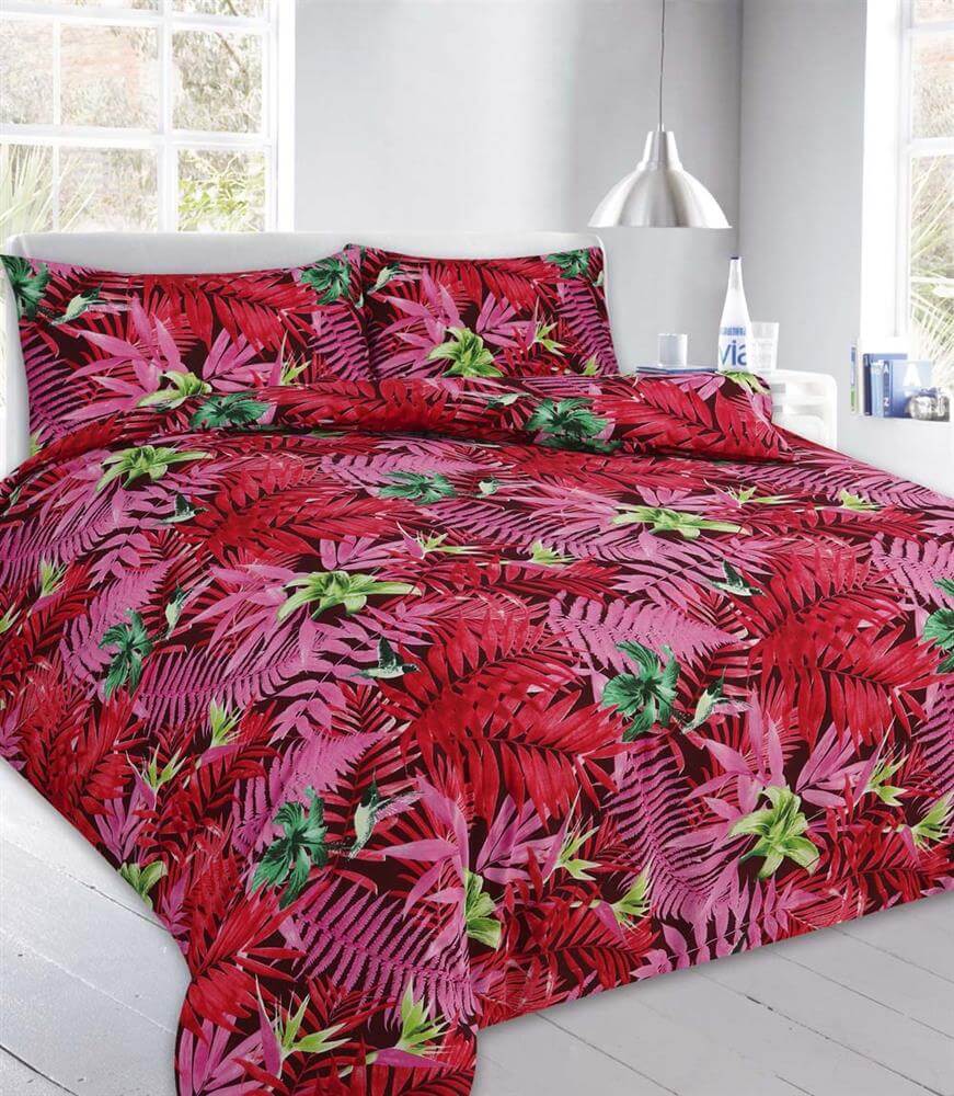 abby floral duvet cover set red