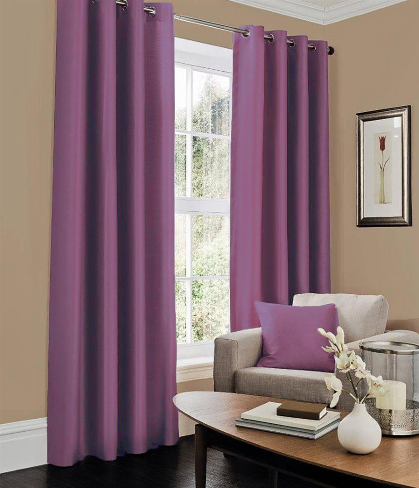 Faux Silk Eyelet Curtain Purple