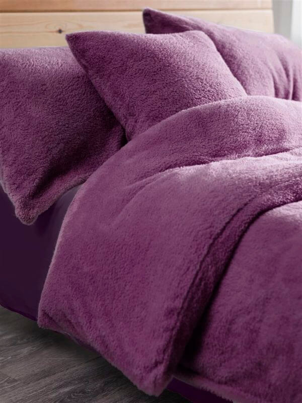 teddy fleece duvet set purple