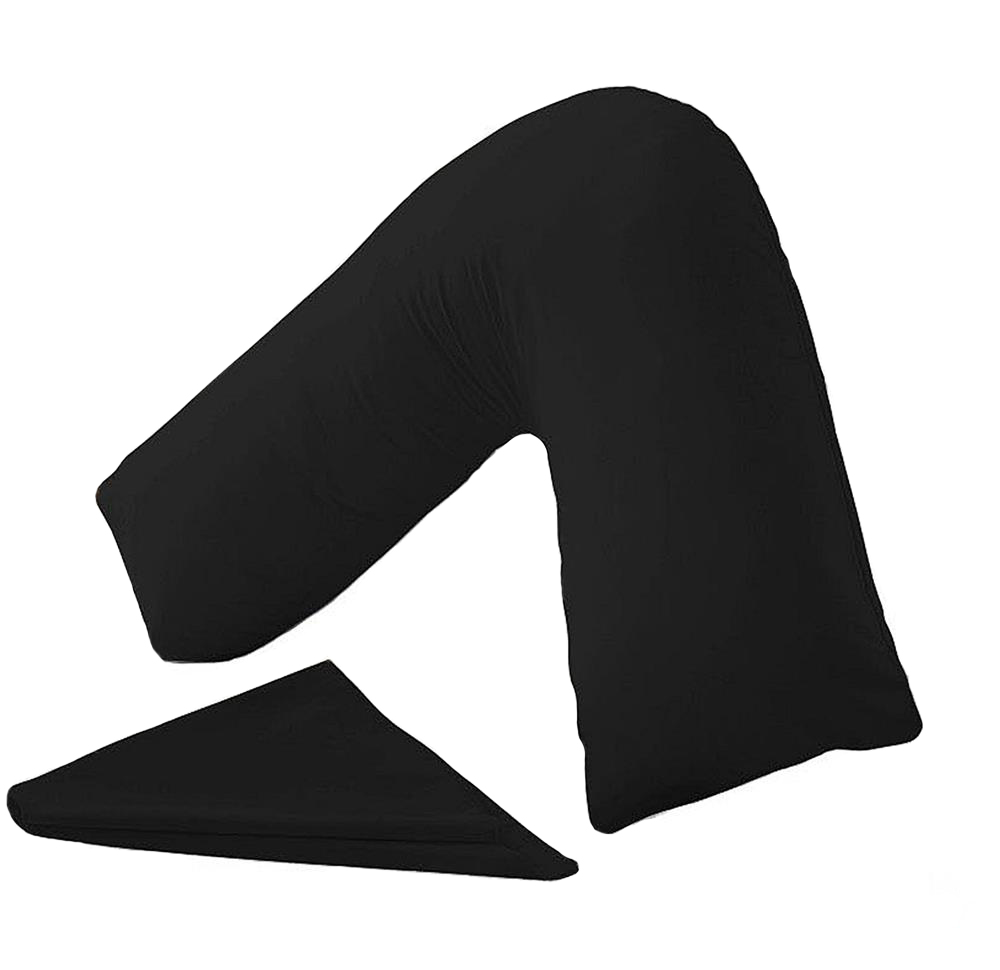 V SHAPED PILLOW CASE COVER 100% POLY COTTON Black 