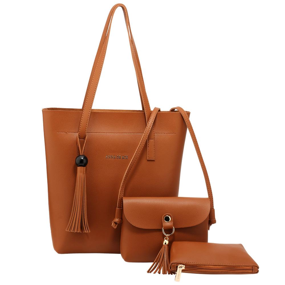 3 Pieces Handbags Set Shoulder Faux Leather Handbag Set | De Lavish