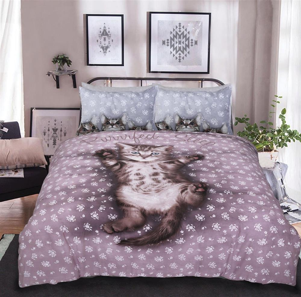 Luxury Animal Cute Kitten Cat Duvet Set With Pillowcases De Lavish