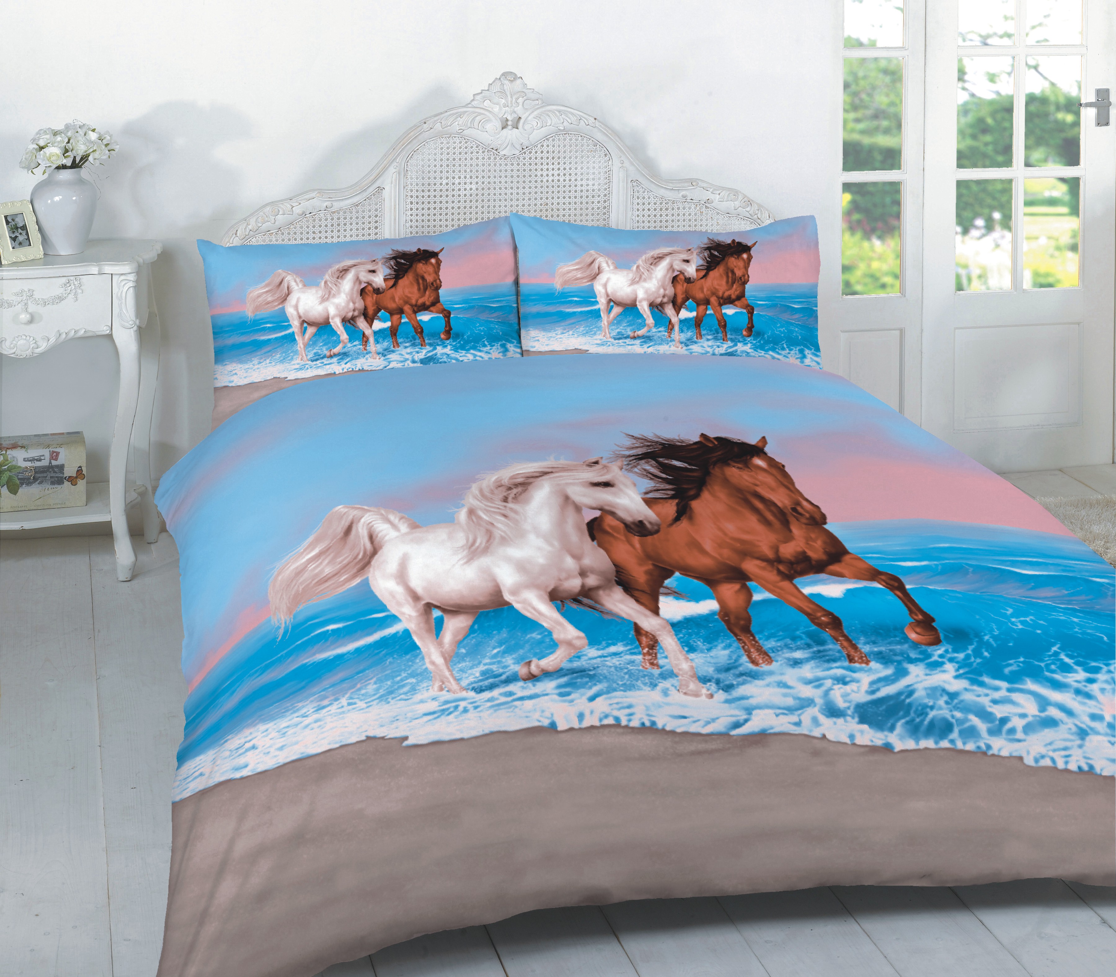 Horse Duvet Cover Set Printed Christmas Animal Bedding De Lavish