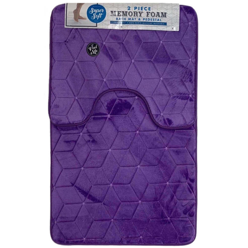 purple cubic pattern bath mat set and pedestal mat