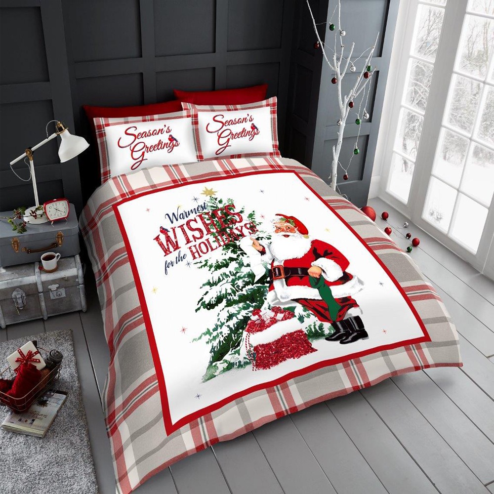 Retro Santa Duvet Cover Set Christmas Bedding De Lavish