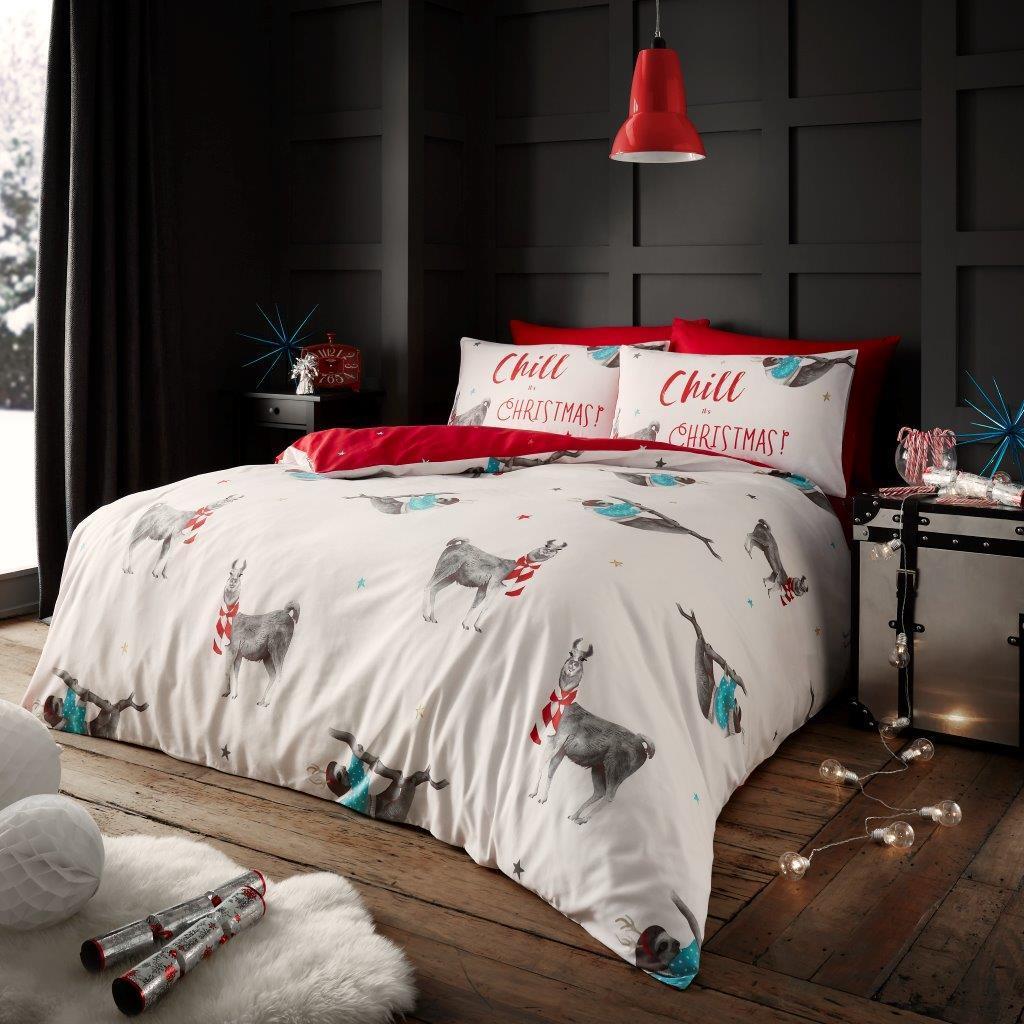 Christmas Sloth Duvet Cover Set X Mas Bedding Pillowcase De Lavish