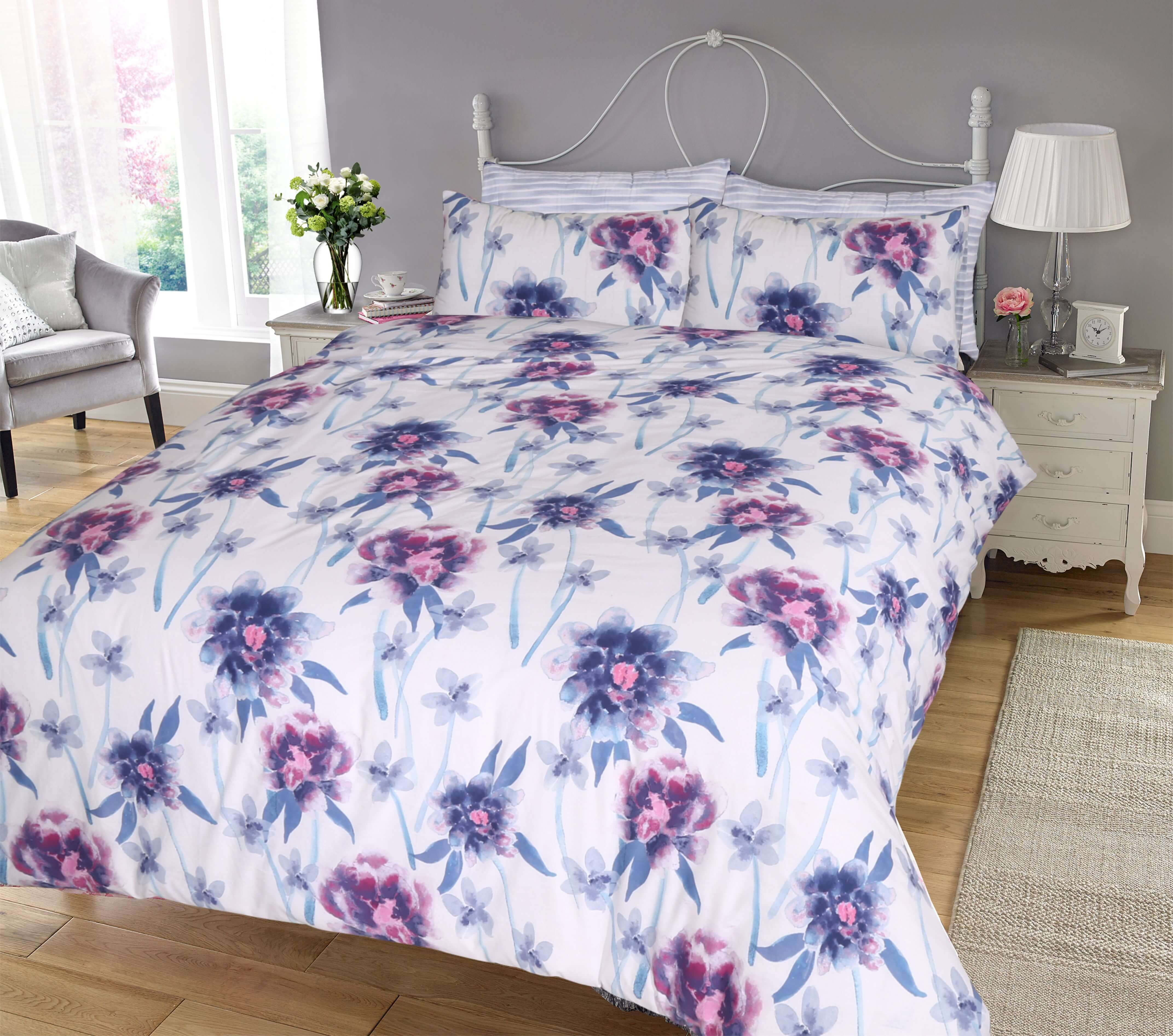 printed floral water blooms duvet cover set bedding