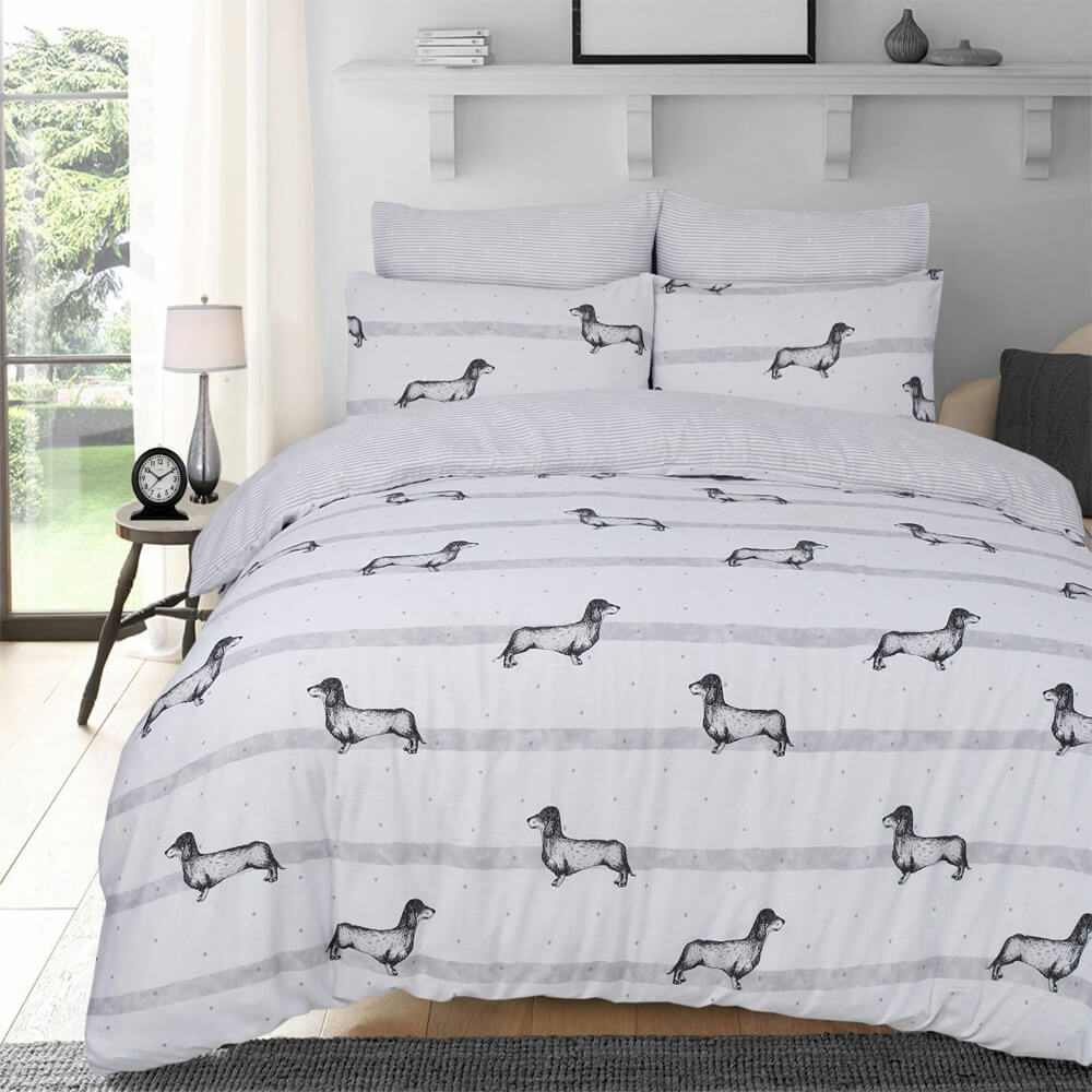 Sausage Dog Animal Print Duvet Set With Pillowcases Designer Bedding