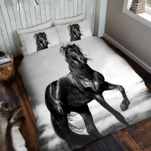 black horse animal print duvet cover