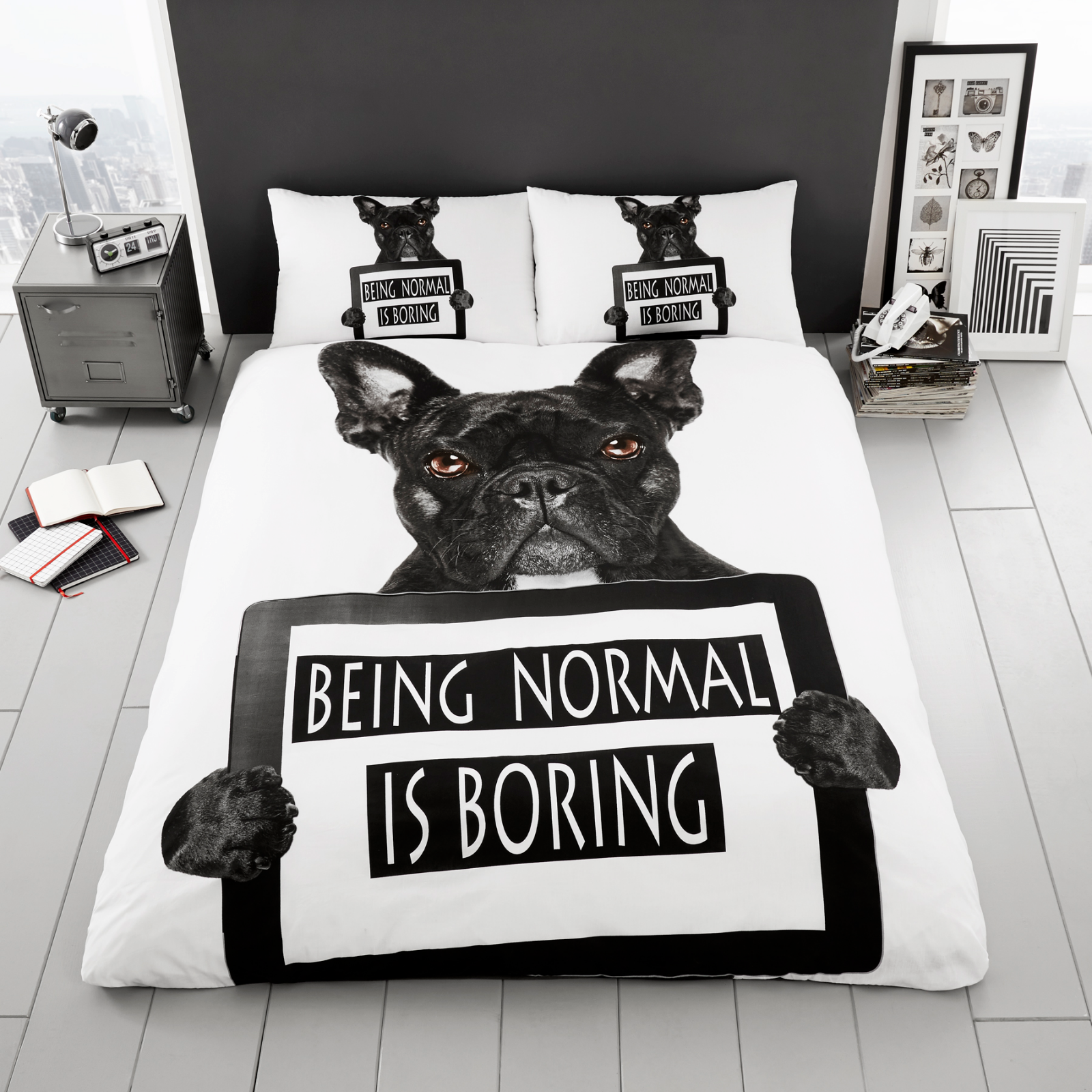 Bulldog Animal Print Duvet Cover Set Designer Pillowcases De Lavish