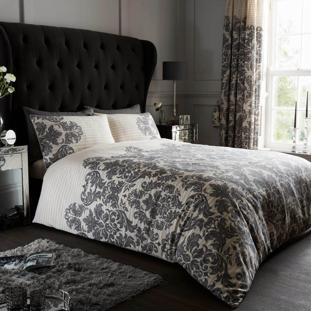 Empire Damask Printed Duvet Cover Set And Pillowcases Luxury Bedding