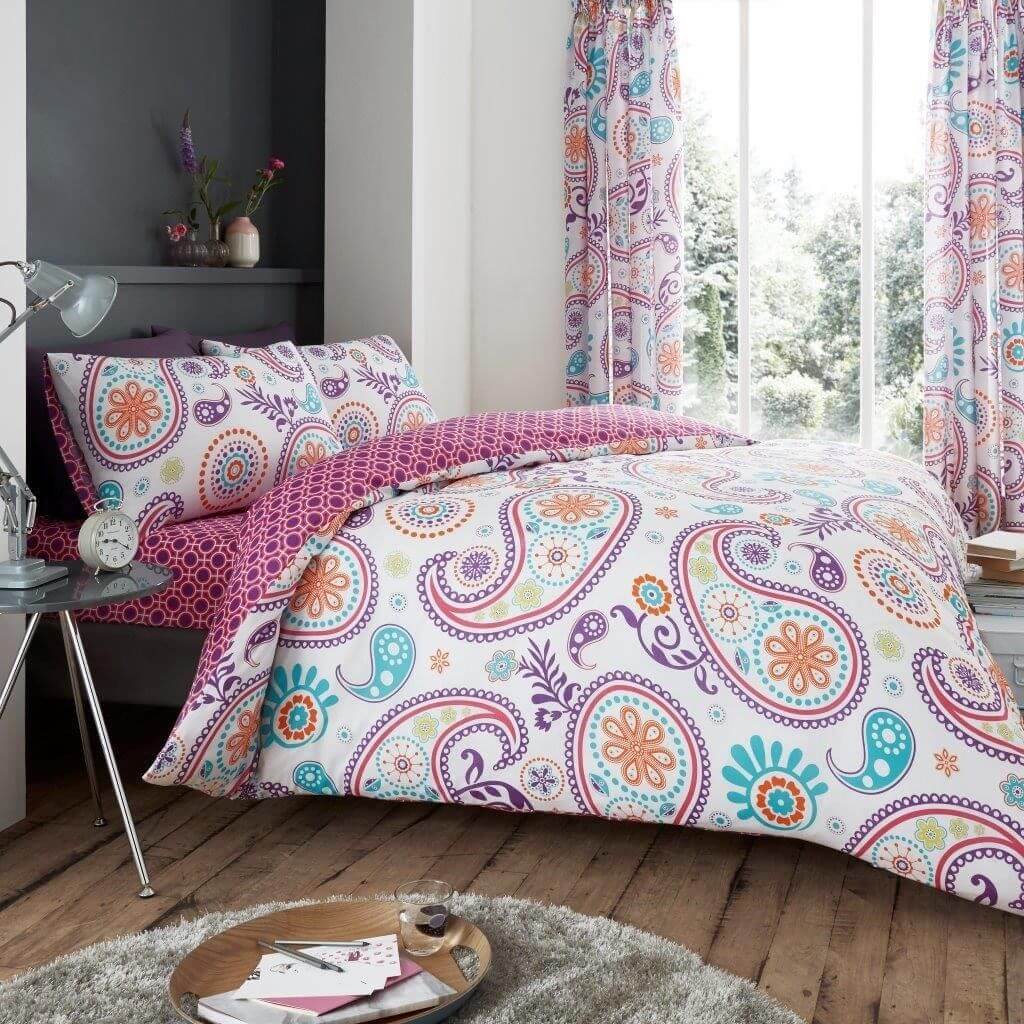 Florance Paisley Printed Duvet Cover Set And Pillowcases Luxury