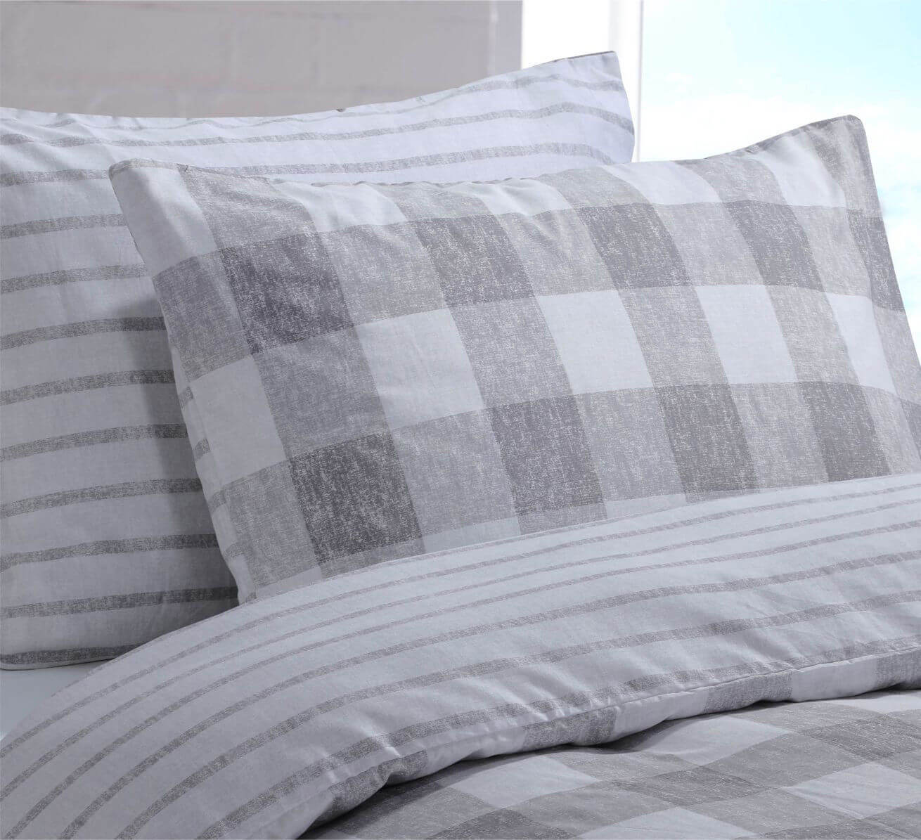 Luxury Gangham Print Duvet Cover Set And Pillowcase Bedding De Lavish