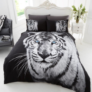 white tiger animal print duvet cover