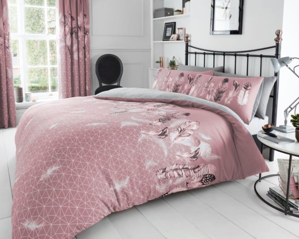 Feathers Pink duvet cover set