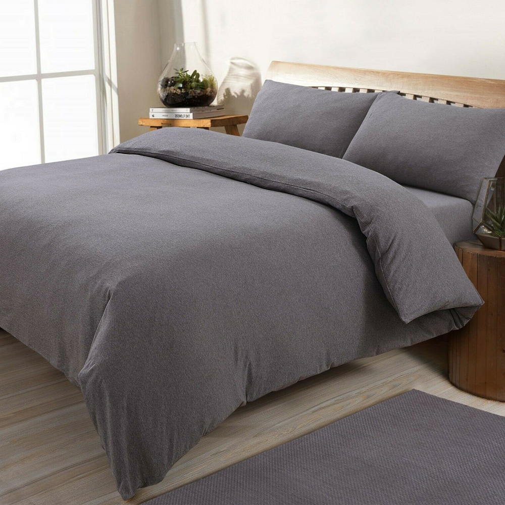 Jersey Duvet Cover Set Plain Bedding Set With Pillowcase