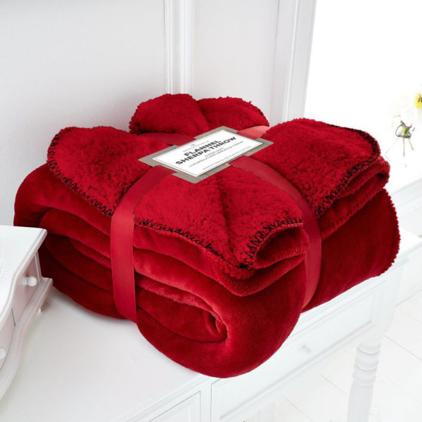 Flannel Sherpa Throw Red (1)