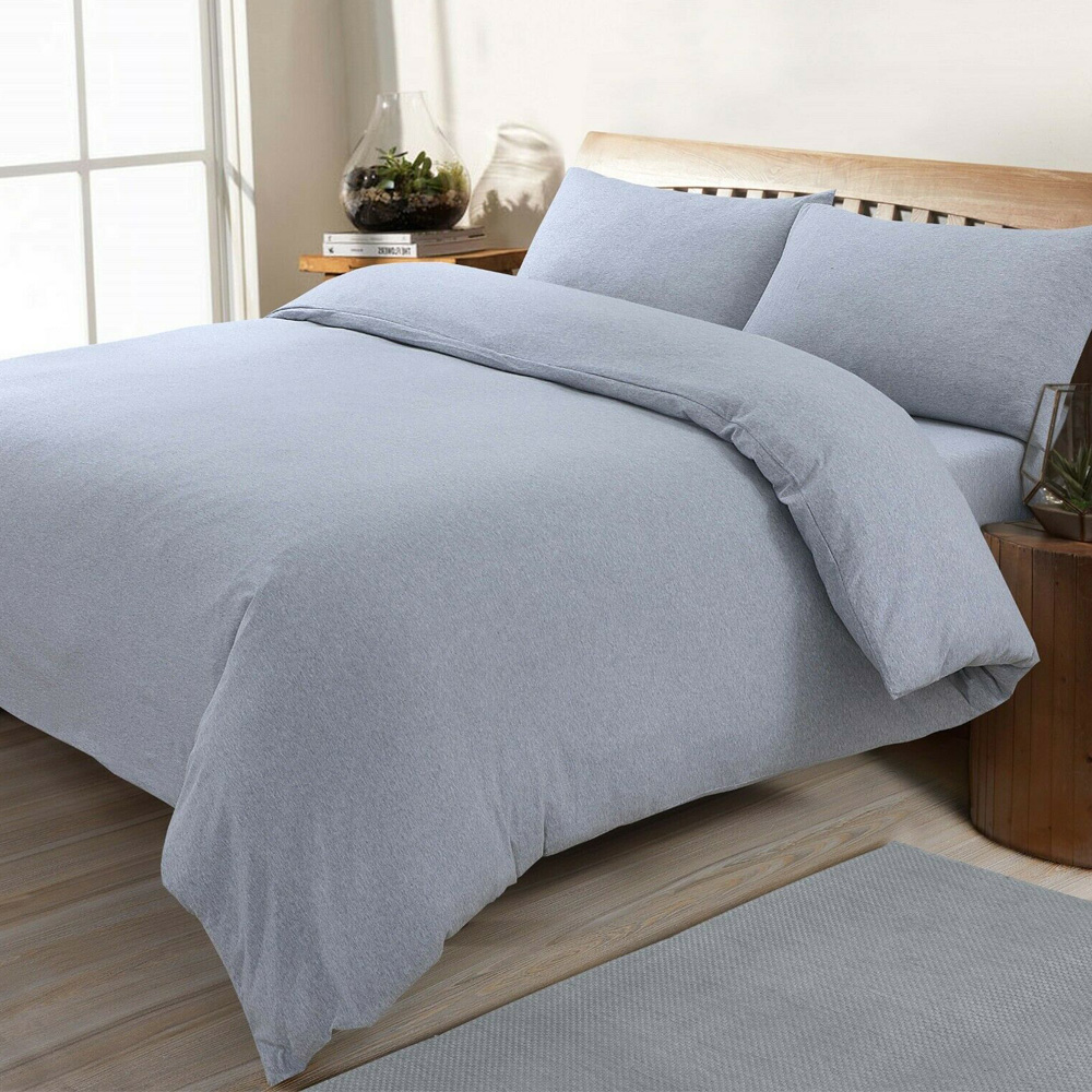 Jersey Duvet Cover Set Plain Bedding Set With Pillowcase